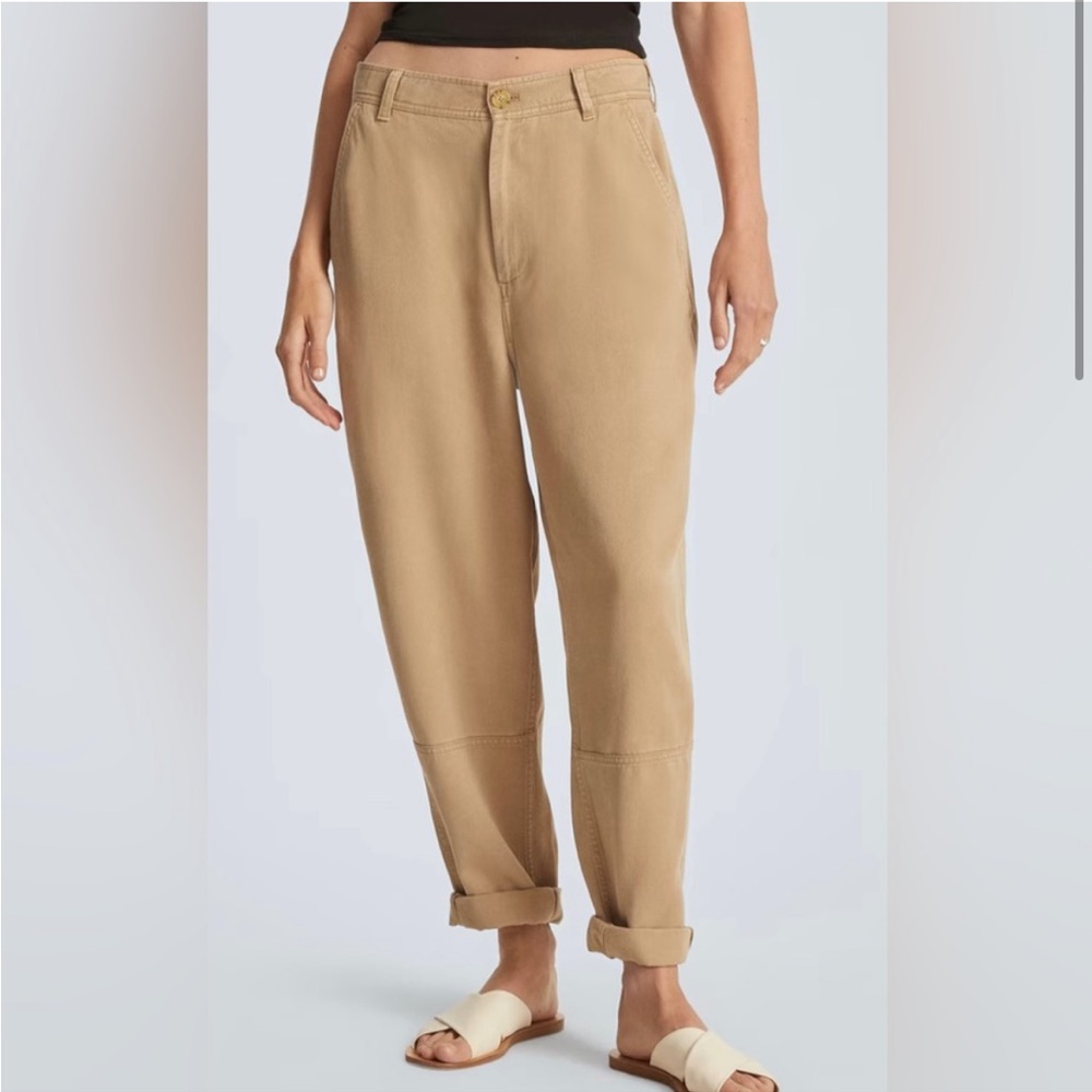 Everlane tencel chino khaki relaxed high rise pants 00 xs
